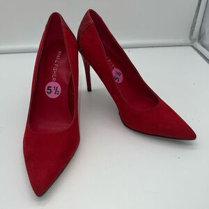 Marc Fisher Red Suede and Sparkle Glitter Pointy Toe Pumps